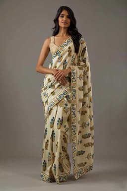 Beige Traditional Digital Print Saree