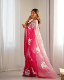 Pink Gradient Georgette Party Wear Saree
