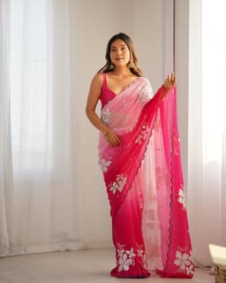 Pink Gradient Georgette Party Wear Saree