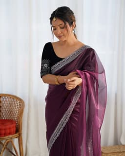 Deep Wine Sheer Saree With Elegant Border