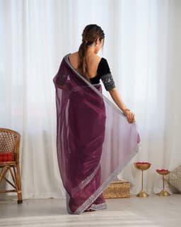 Deep Wine Sheer Saree With Elegant Border