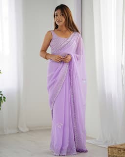 Lavender Party Wear Georgette Saree