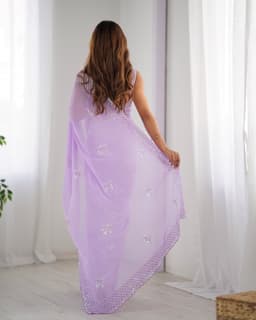 Lavender Party Wear Georgette Saree