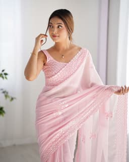 Pink Party Wear Georgette Saree