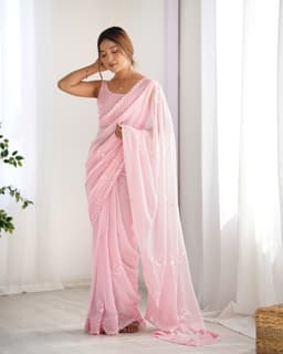 Pink Party Wear Georgette Saree
