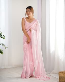 Pink Party Wear Georgette Saree
