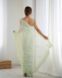 Pastel Green georgette Party Wear Saree