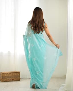 Sea Green Party Wear Georgette Saree