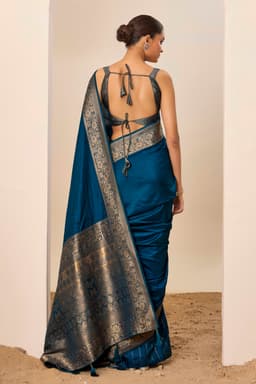 Teal Wedding Dola Silk Saree