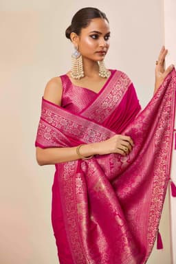 Pink Wedding Dola Silk Saree