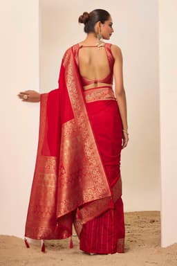 Bridal Red Dola Silk Saree
