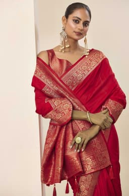 Bridal Red Dola Silk Saree