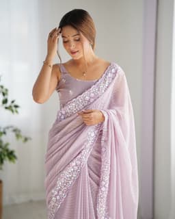 Lavender Sequin Georgette Saree