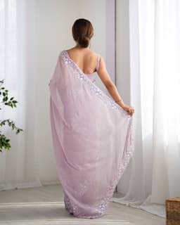 Lavender Sequin Georgette Saree