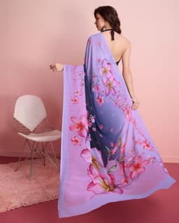 Lavender Ombre Floral Georgette Saree