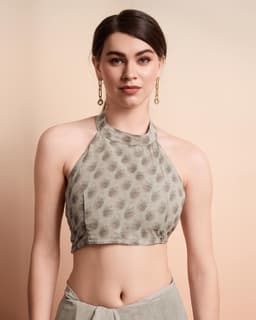 Sage Grey Floral Printed Georgette Saree