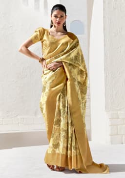 Gold Art Silk Designer Saree with Zari Border