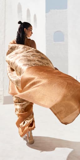 Copper Gold Art Silk Designer Saree