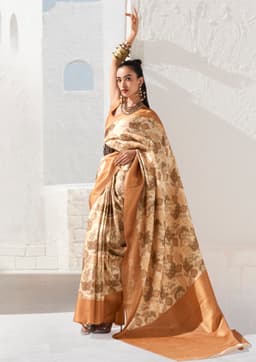 Copper Gold Art Silk Designer Saree