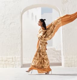 Copper Gold Art Silk Designer Saree