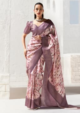 Dusty Pink Art Silk Designer Saree with Mauve Zari Border