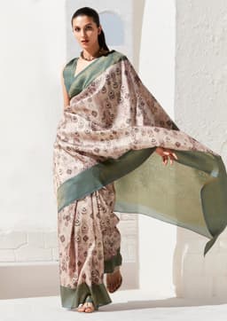 Beige Art Silk Designer Saree