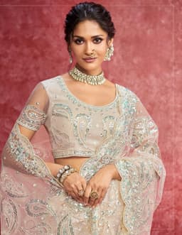 Ivory Net Saree with Intricate Couture Embroidery`