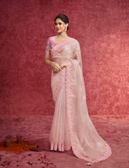 Blush Pink Pure Weave Saree with Embroidered Border