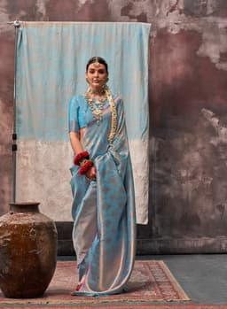 Sky Blue Two Tone Silk Saree