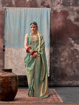 Sea Green Two Tone Silk Saree