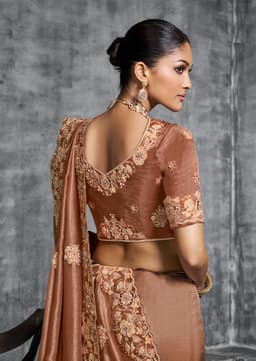 Copper Brown Designer Tissue Saree