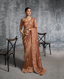 Copper Brown Designer Tissue Saree