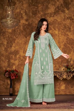 Mint Green Designer Palazzo Suit