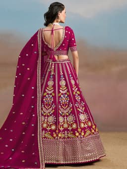 Rani Pink Bridesmaid Lehenga with Floral Embroidery
