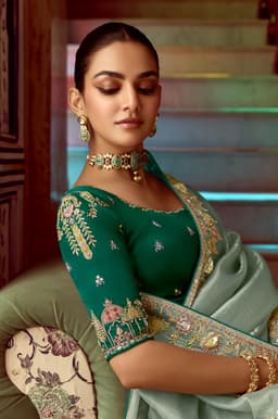 Sea Green Fancy Wedding Embroidery Saree
