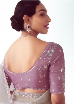 Silver Grey Embroidered Wedding Saree