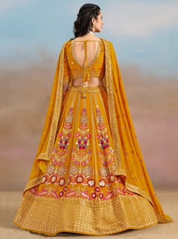Yellow Bridesmaid Lehenga with Floral Embroidery