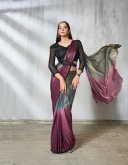 Dual Shade Satin Silk Ready Saree