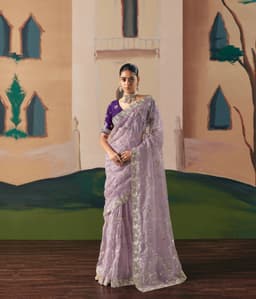 Lavender Designer Saree with Stone Work