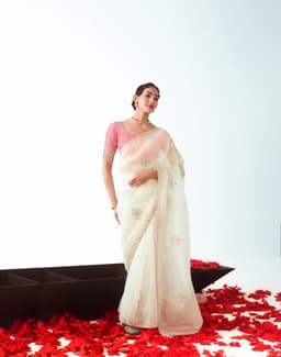 Ivory Handwork Wedding Saree