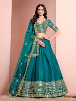 Teal Blue Festive Lehenga