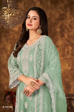 Mint Green Designer Palazzo Suit