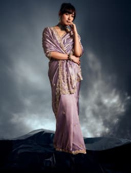 Lavender Tissue Organza Saree for Wedding Wear