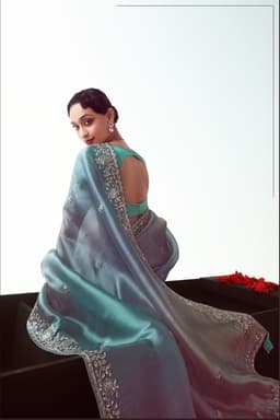 Pastel Blue Handwork Wedding Guest Saree