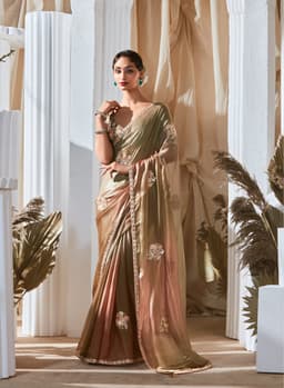 Luxury Dual Tone Designer Saree for Wedding Reception & Party Wear