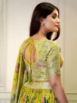 Sunshine Yellow Organza Lehenga