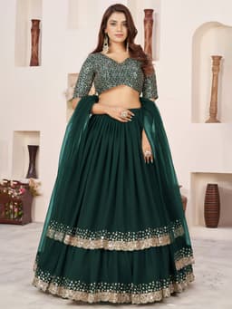 Emerald Green Georgette Lehenga