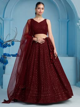 Maroon Georgette Bridal Lehenga Choli