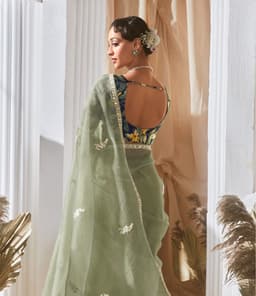 Luxury Sage Green Designer Saree for Wedding & Festive Wear