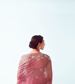Dusty Rose Embroidered Party Wear Saree